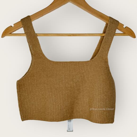 Everlane Cozy Stretch Cropped Tank Top XS Camel Brown Wool Sustainable Layering - Picture 1 of 8